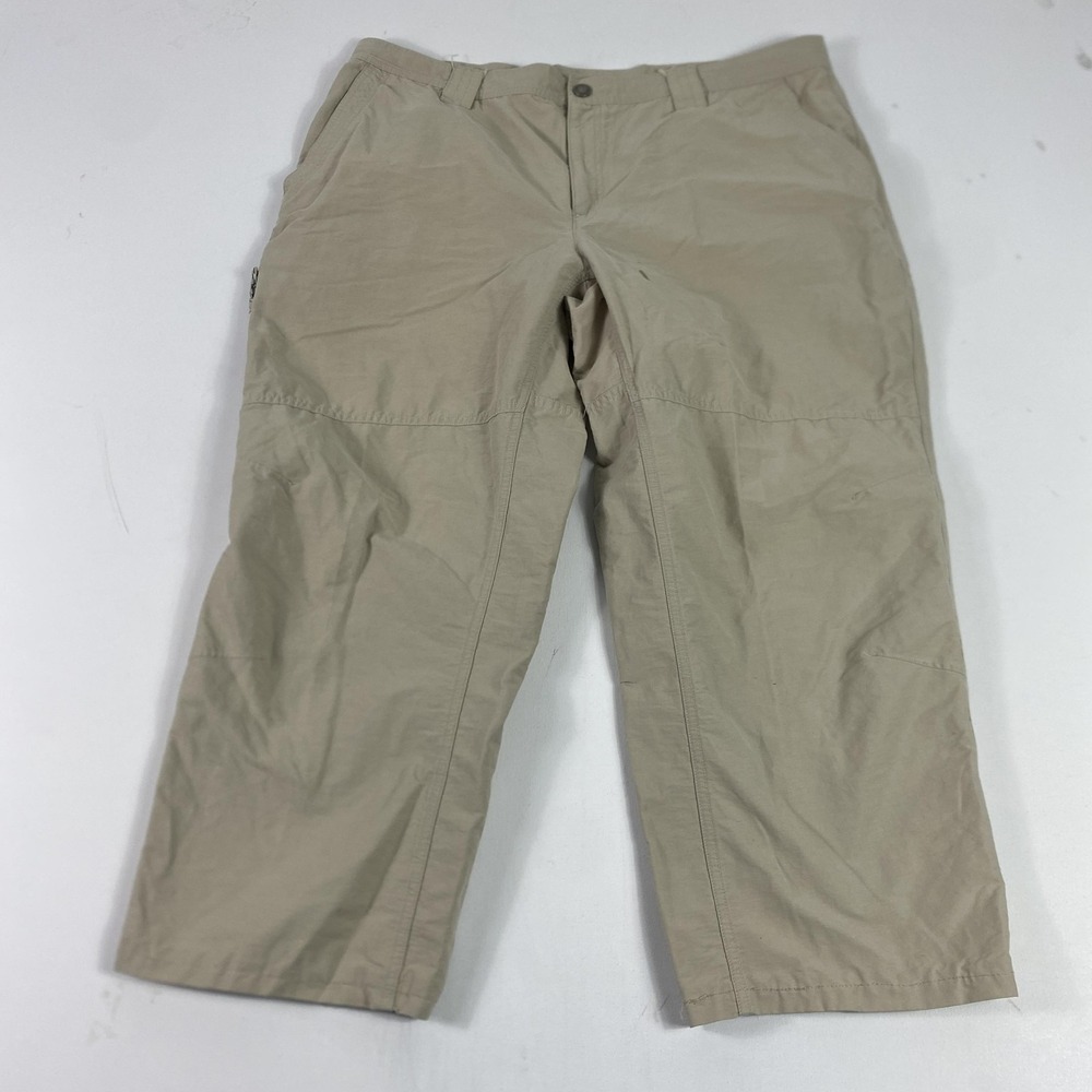 Columbia Pants Mens 40x28 Beige Cotton Nylon Outdoor Hiking Drawcord Hem